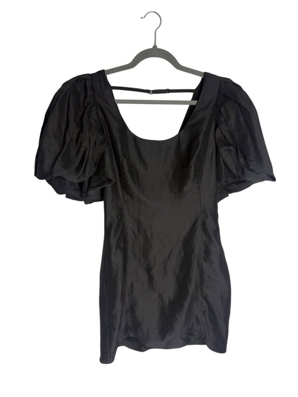 NWT Frame Puff Sleeve U-Neck Mini Dress Black Noir-sz Medium - Picture 6 of 12